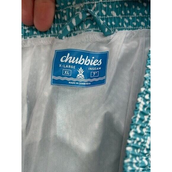 Chubbies The Whale Sharks 7" Classic Swim Trunks Stripe Spots Drawstring Blue XL - Picture 4 of 6